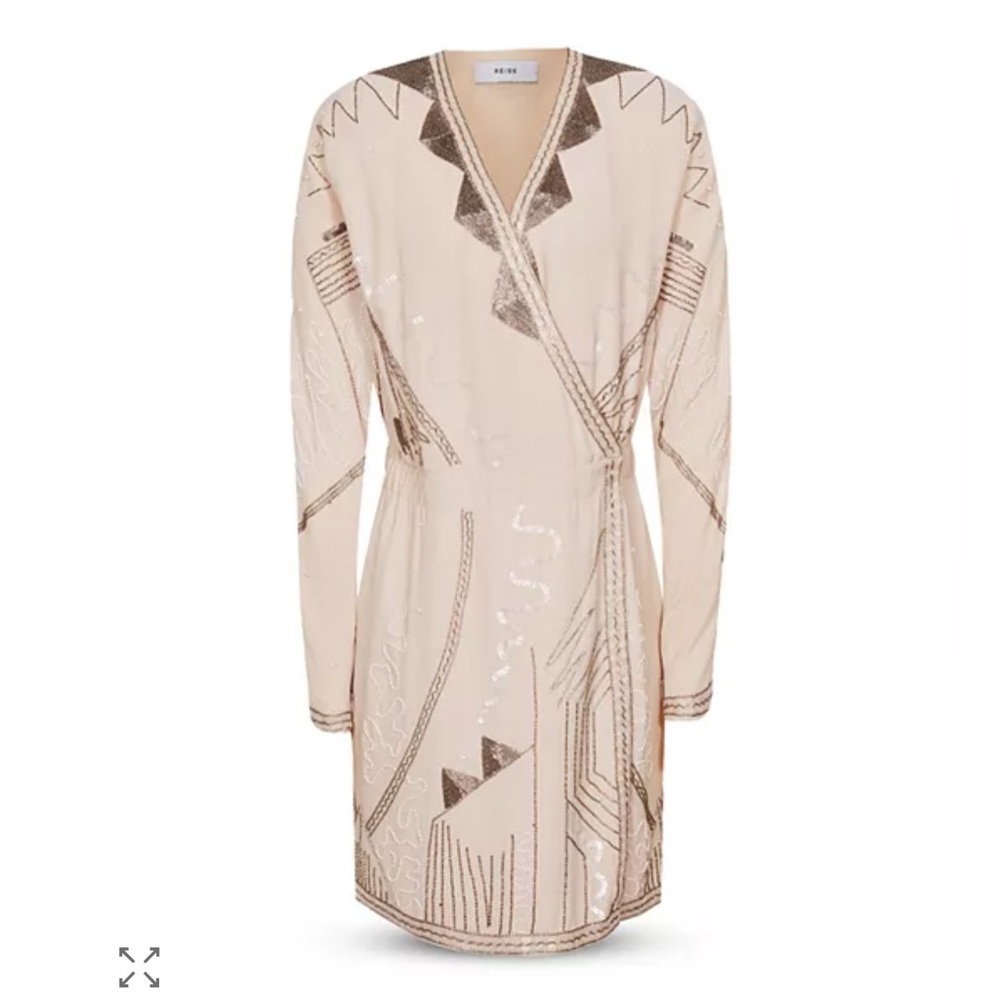NEW Reiss Saskia Beaded Mini Faux Wrap
Dress Ivory Size 8 9893 - Picture 5 of 11